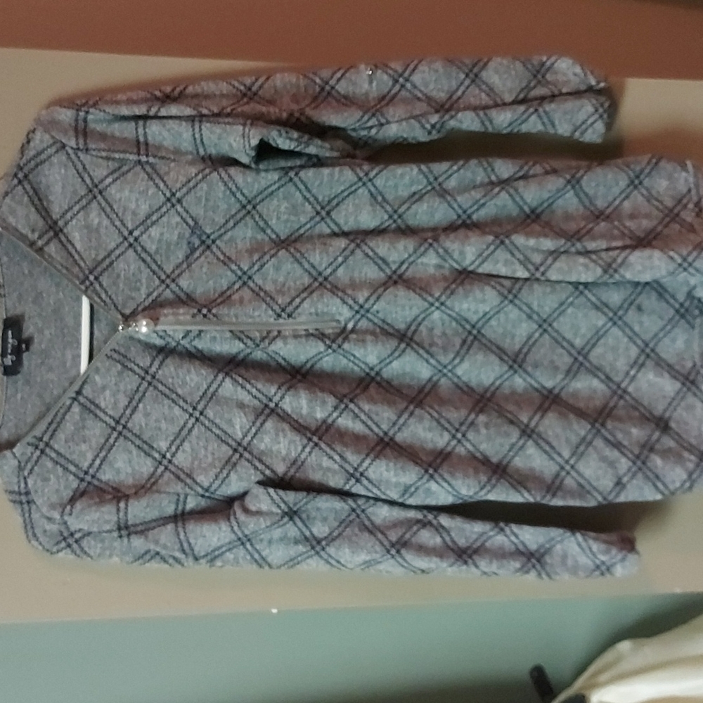 Patterned half-zip long sleeve shirt, Lily Morgan